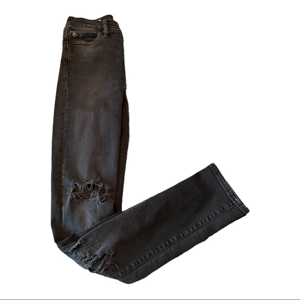 Gap Black Distressed Slim Straight Jeans 24